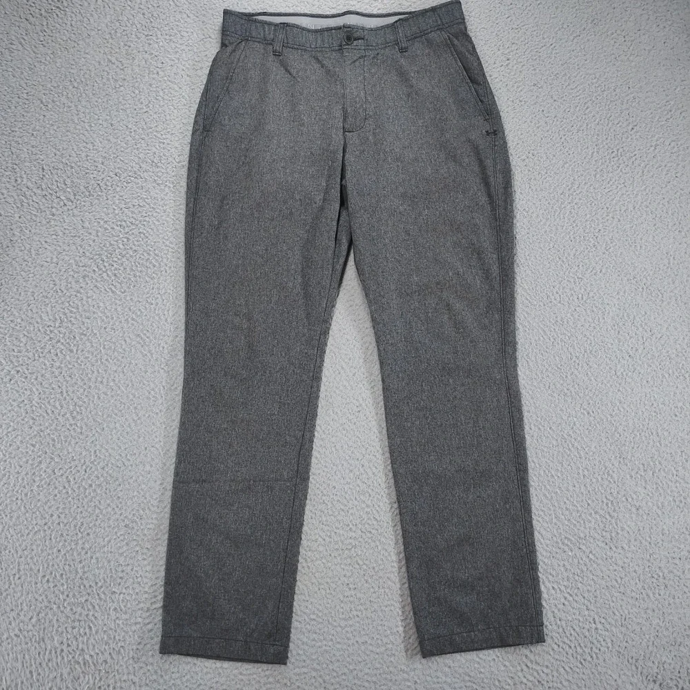 Under armour Pants Mens 34x32 Gray Golf Straight Leg Flat Front Performance Read